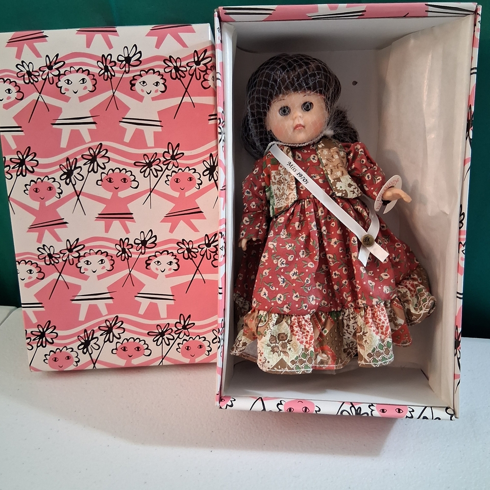 Vintage Style Porcelain Doll in Floral Dress